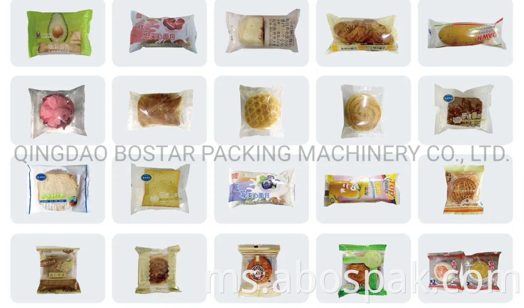 Mesin Pembungkusan Mendatar Automatik Pek Bantal Pembungkusan Biskut Roti dengan Gas Nitrogen untuk Kek/ Wafer/ Biskut/Bun/Mufin/Roti/Mesin Produk Roti